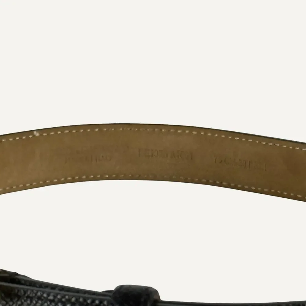 Dolce Gabbana Reversible Leather DG Logo Belt Black Tan Gold Buckle 30 Inch